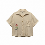Minimalist Relaxed Embroidered Top made in El Salvador-Blusa/Camisa hecha en El Salvador