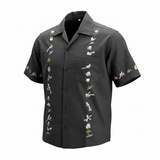 Guayabera Black & Grey Tones Traditional Embroidered Shirt from El Salvador-Guayabera