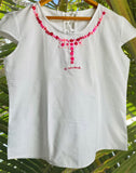 Size L PINK FLOWERS Embroidered Top made in El Salvador-Blusa/Camisa hecha en El Salvador