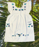 Size 4: 3/4T Embroidered Dress Monochrome Blue - Vestidito con bordado tonos azul