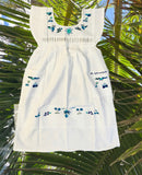 Size 6: 5/6Y Embroidered Dress Monochrome Blue - Vestidito con bordado tonos azul