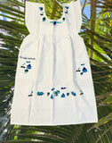 Size 6: 5/6Y Embroidered Dress Monochrome Blue - Vestidito con bordado tonos azul