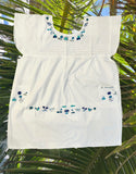 XL Blues Traditional Embroidered Dress from El Salvador-Vestido