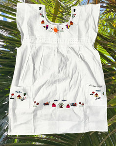 M Multicolors Traditional Embroidered Dress from El Salvador-Vestido