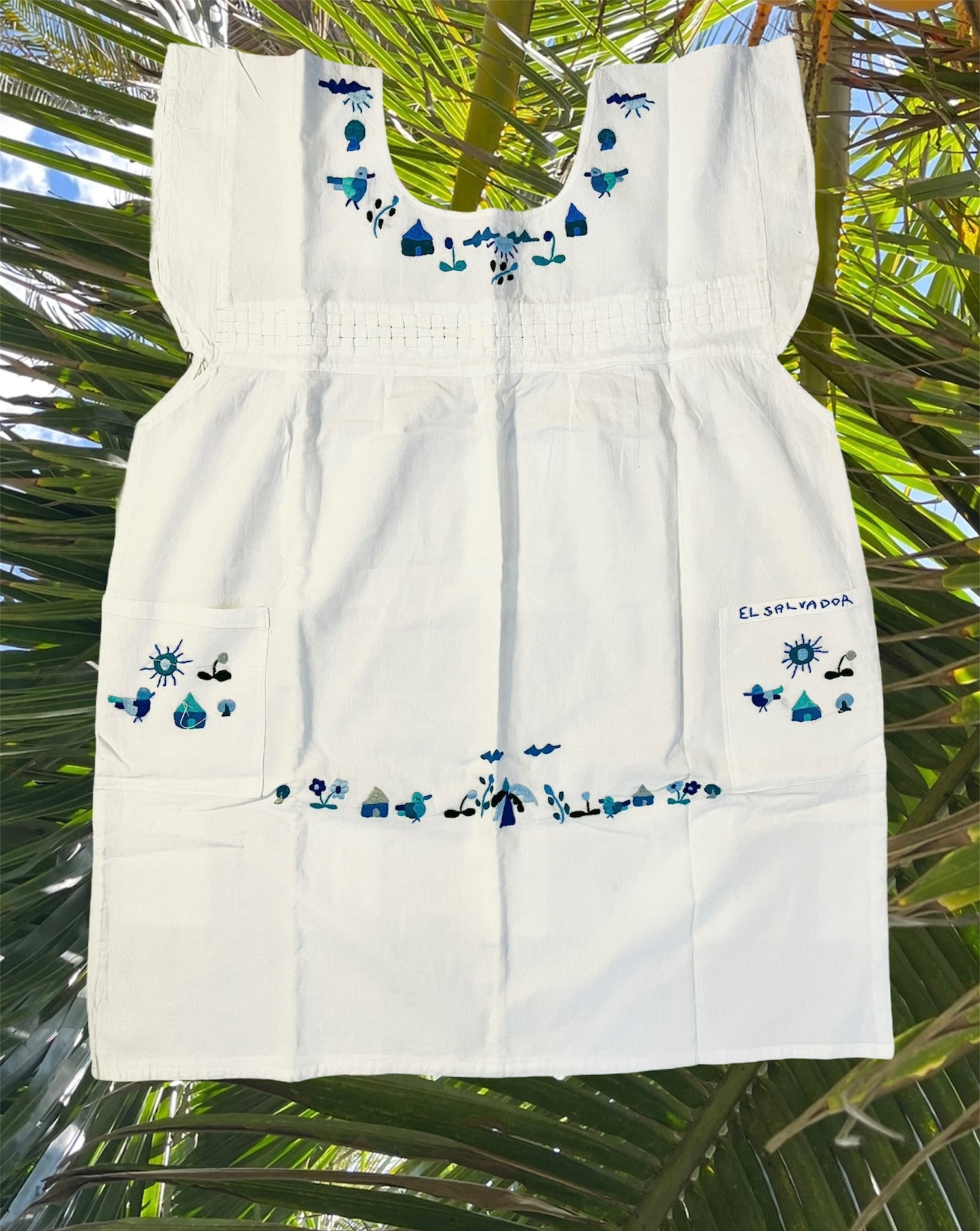 M Monochromatic Blues Tones Traditional Embroidered Dress from El Salv – Brooklyn Chunches M Monochromatic Blues Tones Traditional Embroidered Dress from El Salv – Brooklyn Chunches