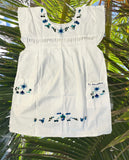 S Monochrome BLUES Traditional Embroidered Dress from El Salvador-Vestido