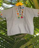 Size 4: 3/4T Traditional Embroidered Shirt from El Salvador-Camisa de niñxs bordado