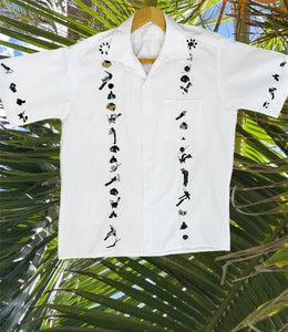 2 LARGE Guayabera GREY TONES Traditional Embroidered Shirt from El Salvador-Guayabera