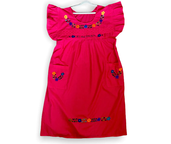 M/L Traditional Magenta Embroidered Dress from El Salvador M Brooklyn Chunches M/L Traditional Magenta Embroidered Dress from El Salvador M Brooklyn Chunches