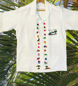 LARGE Traditional Embroidered Shirt from El Salvador-Guayabera